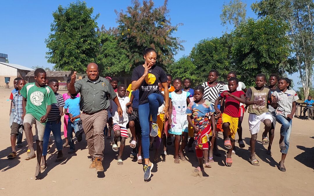 From tracks to trails: Olympic superstar Allyson Felix visits Gorongosa Park.