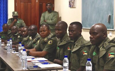 Gorongosa Rangers receive training in human rights, biodiversity and intelligence issues.